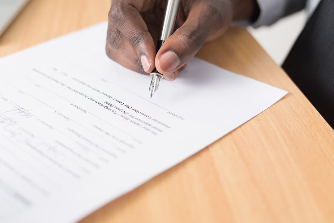 Document signing close-up